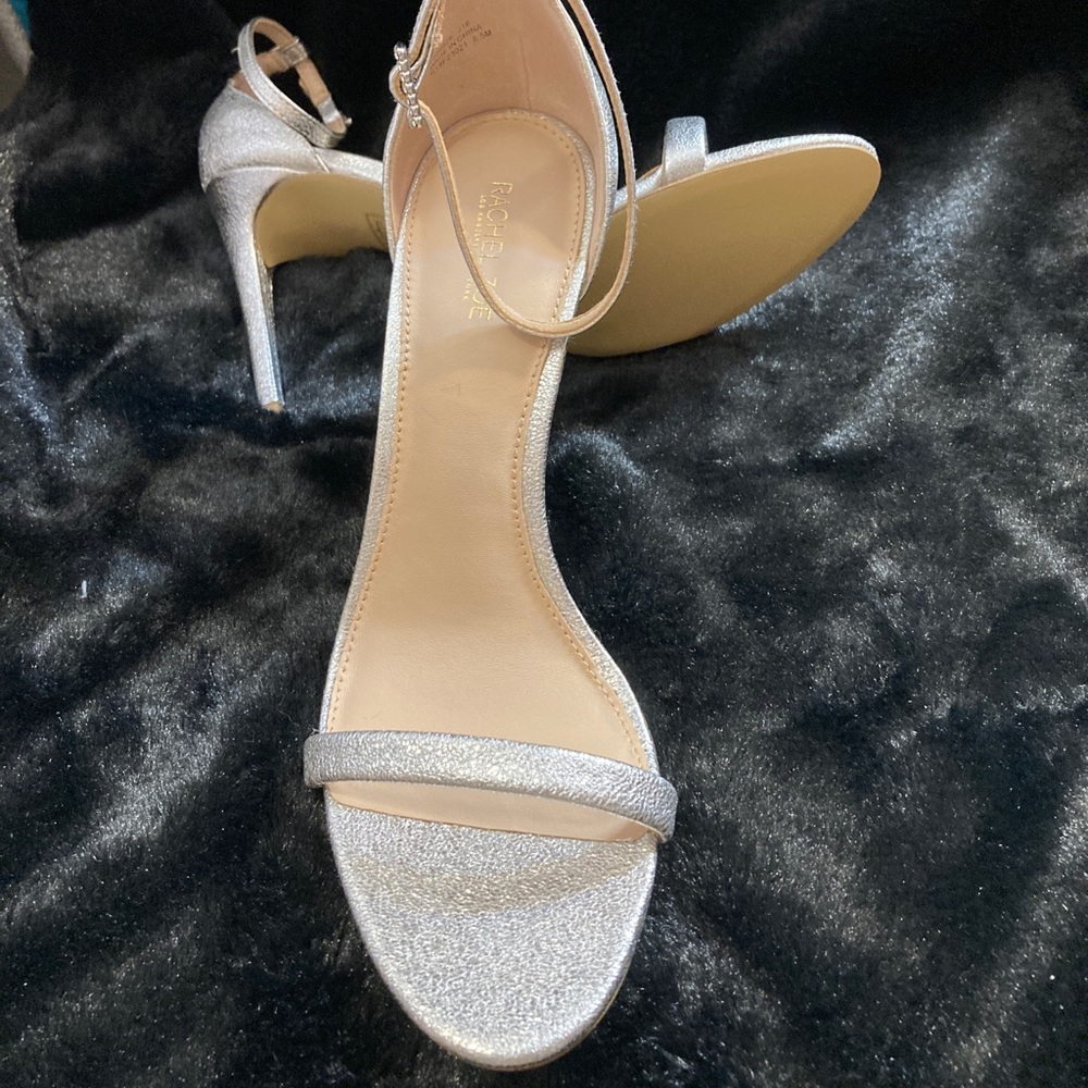 Rachel Zoe silver straps heels 8.5 new